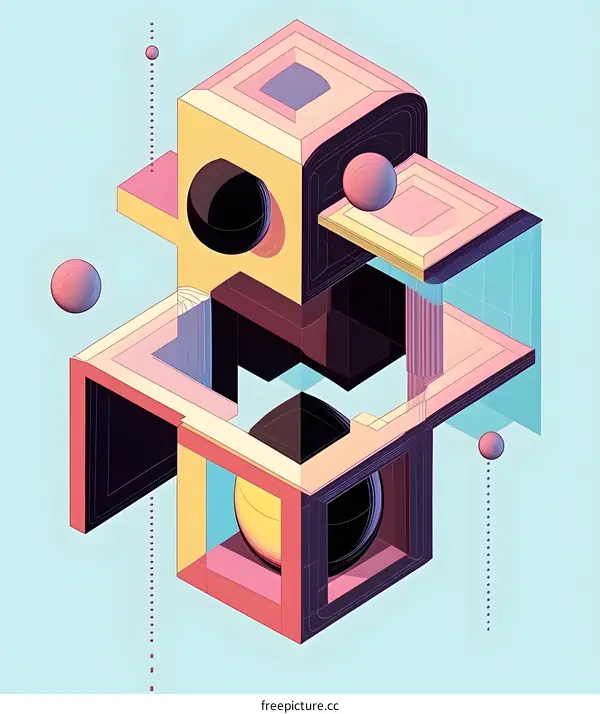 Abstract Geometric Shapes with a Pastel Color Palette