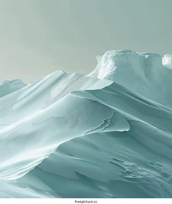 Abstract Mountain Landscape in White and Blue