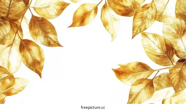 Gold Leaf Design with White Background