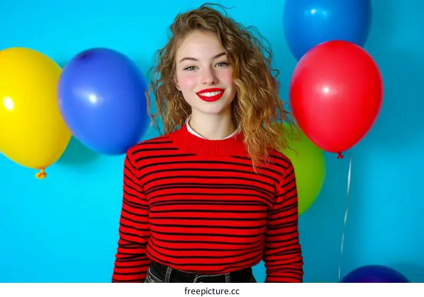Happy Birthday Girl with Colorful Balloons