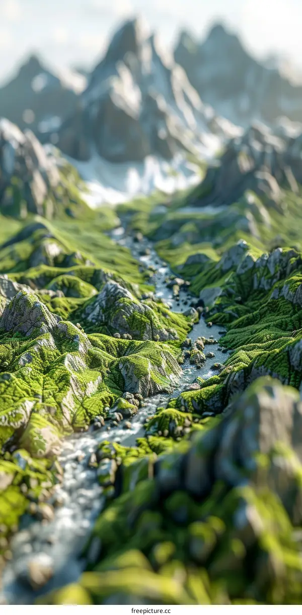 Rocky River Valley with Distant Mountains