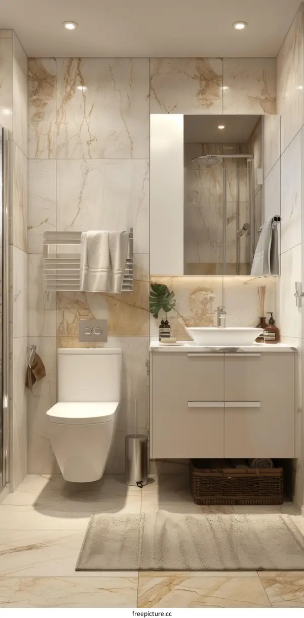Modern Minimalist Beige Bathroom Design