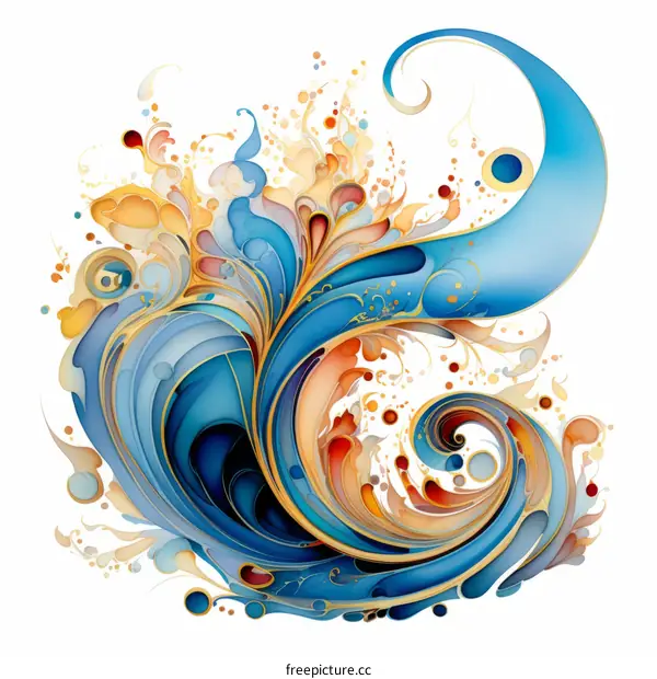 Abstract Painting in Blue and Orange