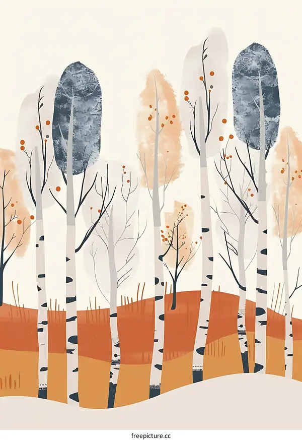Abstract Autumn Forest Illustration