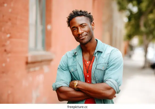 Portrait of a Confident Man in a Denim Jacket