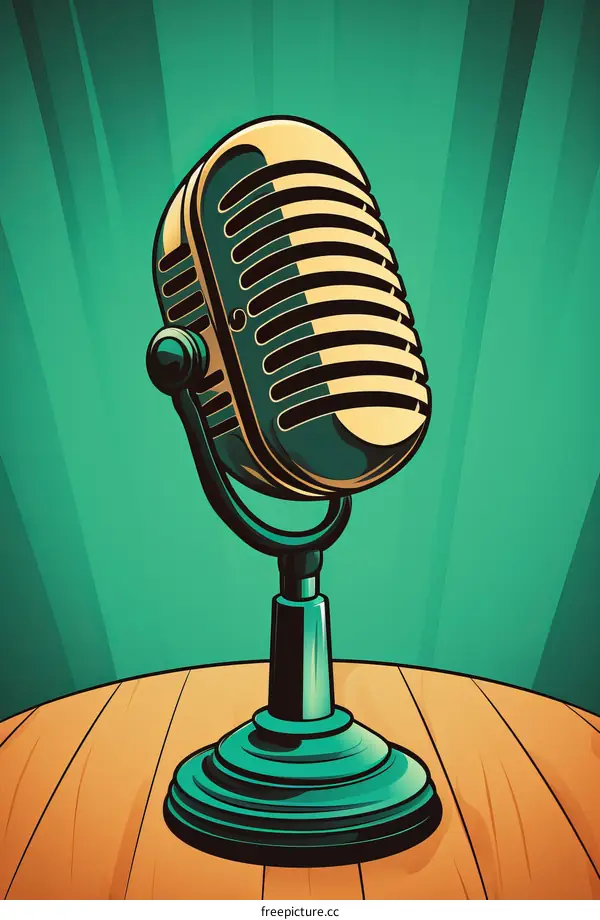 Retro microphone on stage