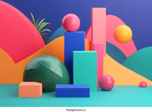 Abstract Colorful 3D Shapes Background