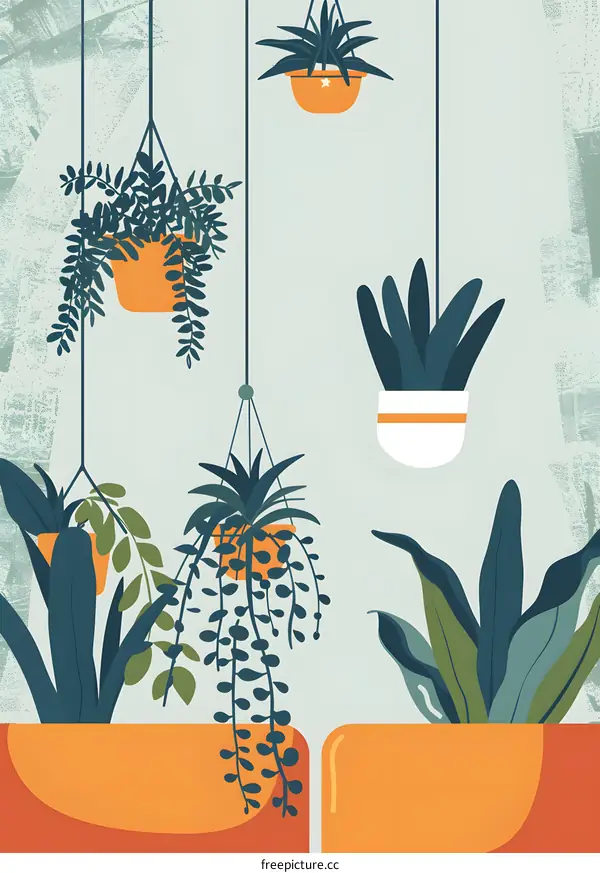 Indoor Plants in Pots Hanging From Ceiling