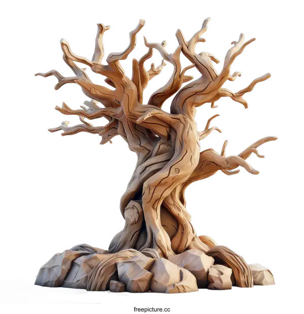 [Transparent Background PNG]gnarled tree sculpture