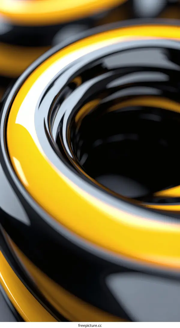 Abstract Design with Yellow and Black Rings