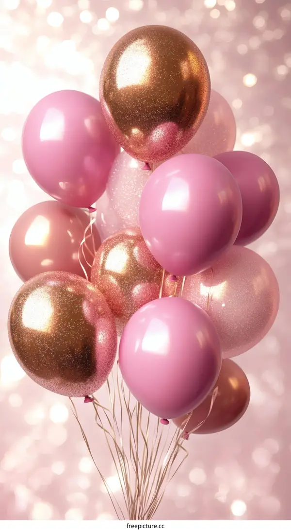 Bunch of Pink and Rose Gold Balloons