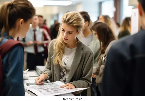 Two young women looking at a map together