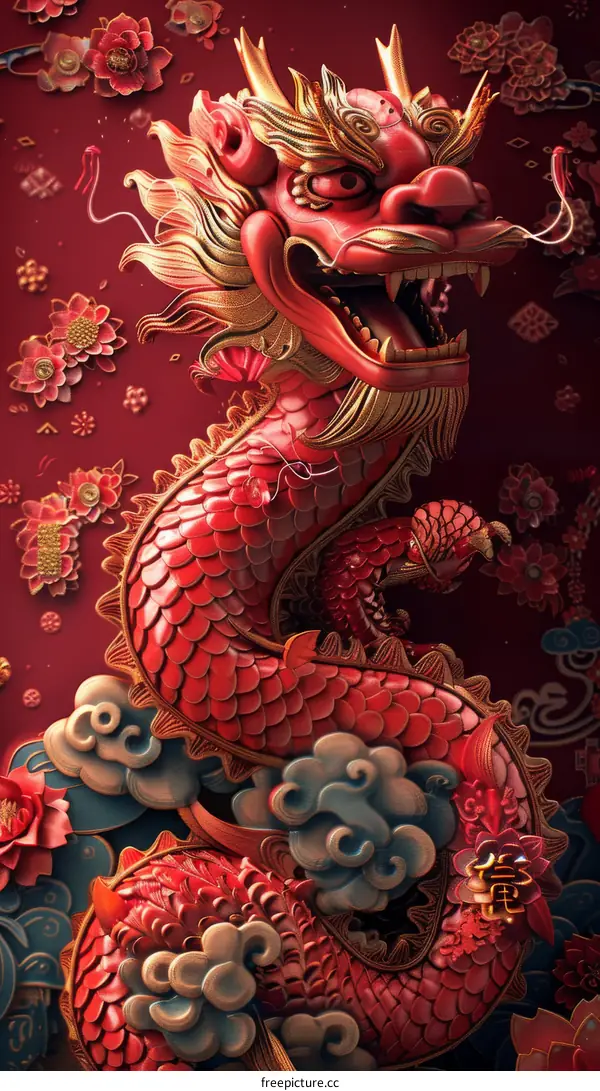 Intricate Asian Dragon with Ornate Details
