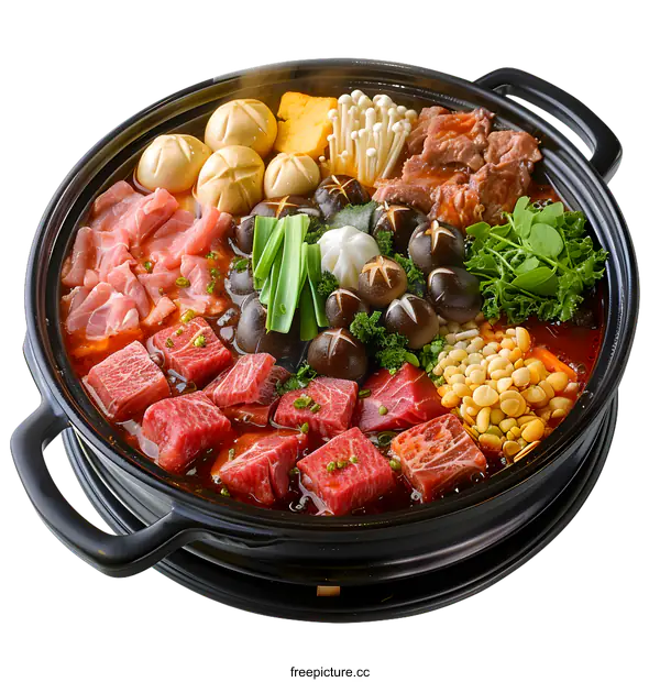 [Transparent Background PNG]A delicious and nutritious hot pot with various ingredients