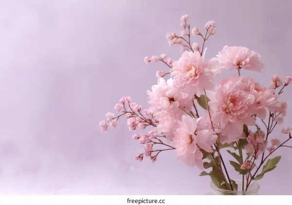 Delicate Pink Flowers Bouquet Close-Up