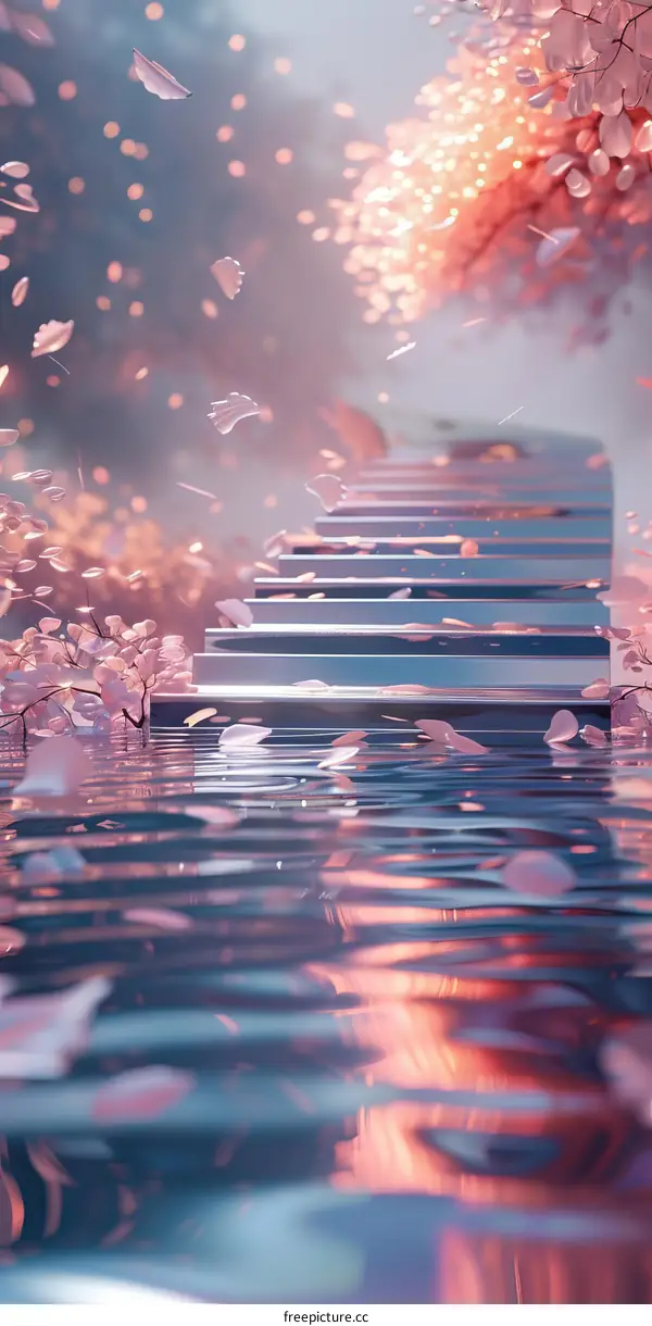 Pink Cherry Blossom Stairway to Heaven