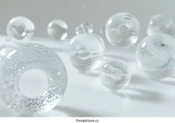 Glass Spheres with Water Droplets
