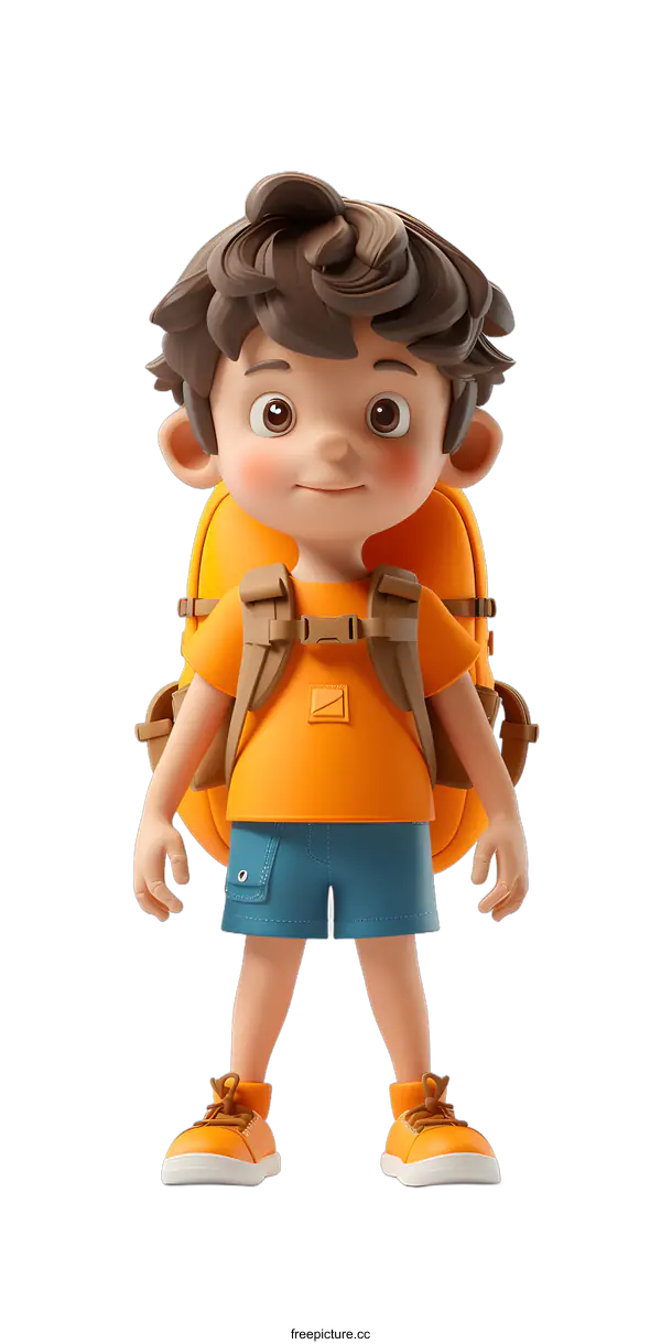 [Transparent Background PNG]3D Cartoon Boy Ready for Adventure