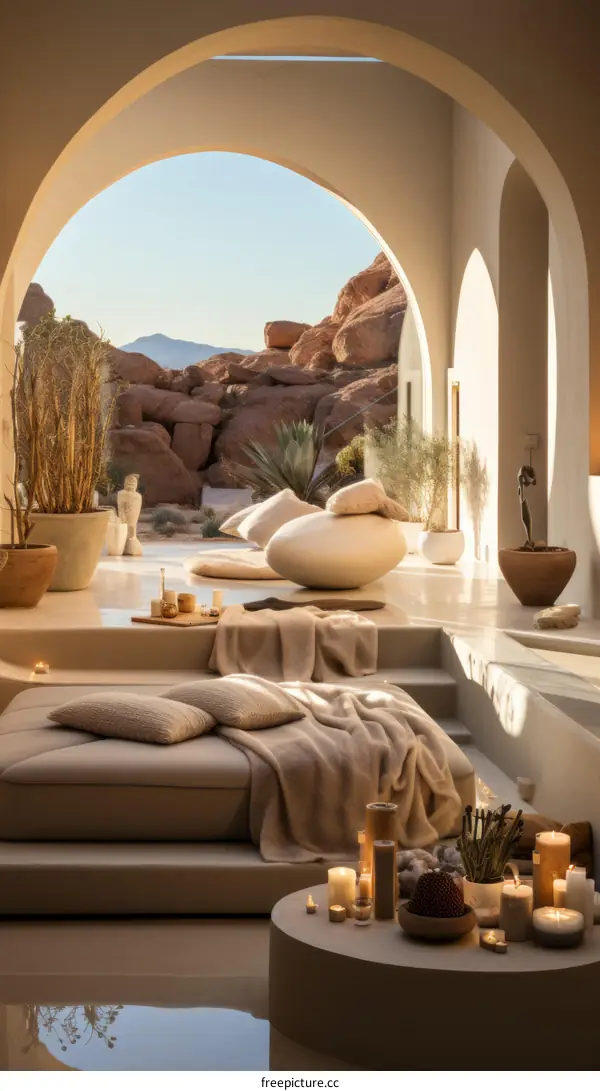 Modern Living Room with Expansive Windows and Scenic Desert Views