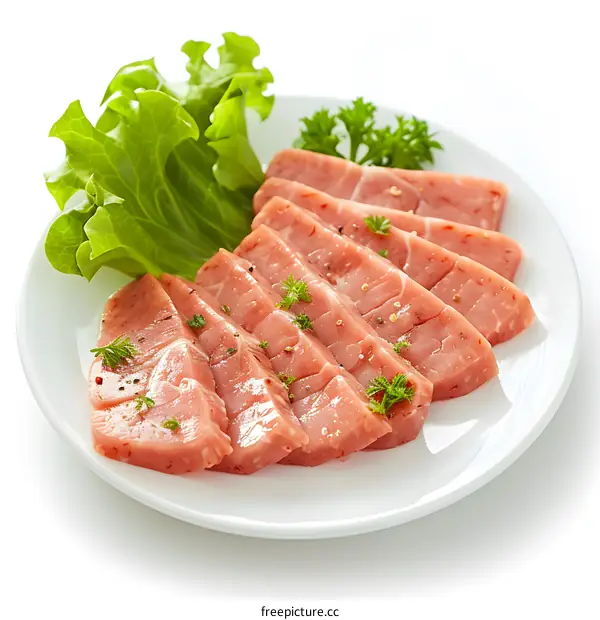 Raw meat slices on plate