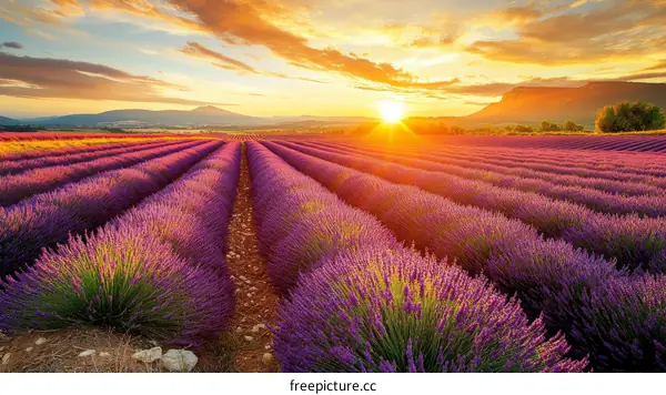 Lavender Fields at Sunset with Scenic View