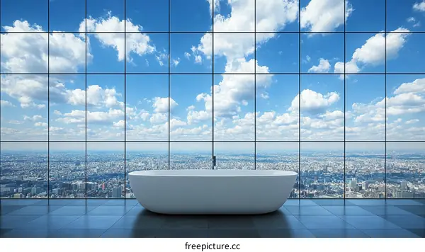 High-rise City View Modern Bathroom