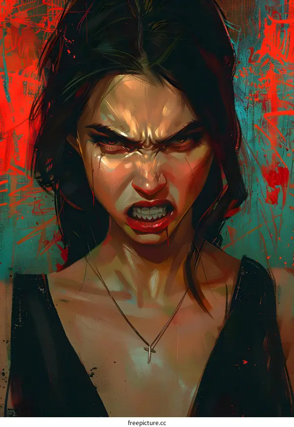 Portrait of an angry looking woman