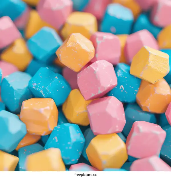 Colorful 3D Dice Scattered Randomly