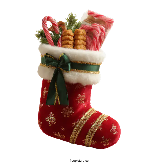 [Transparent Background PNG]Christmas Stocking Filled with Treats