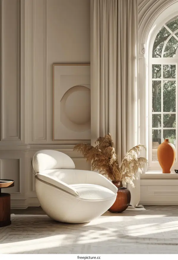 Modern Elegant Living Room with Swivel Chair