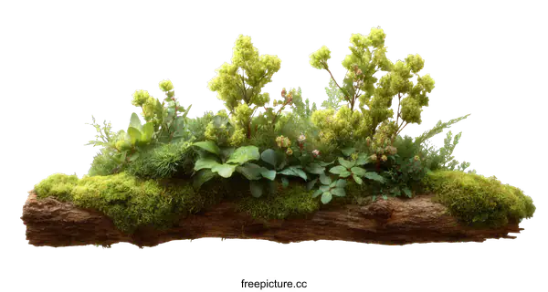 [Transparent Background PNG]Decorative Nature Arrangement on a Log