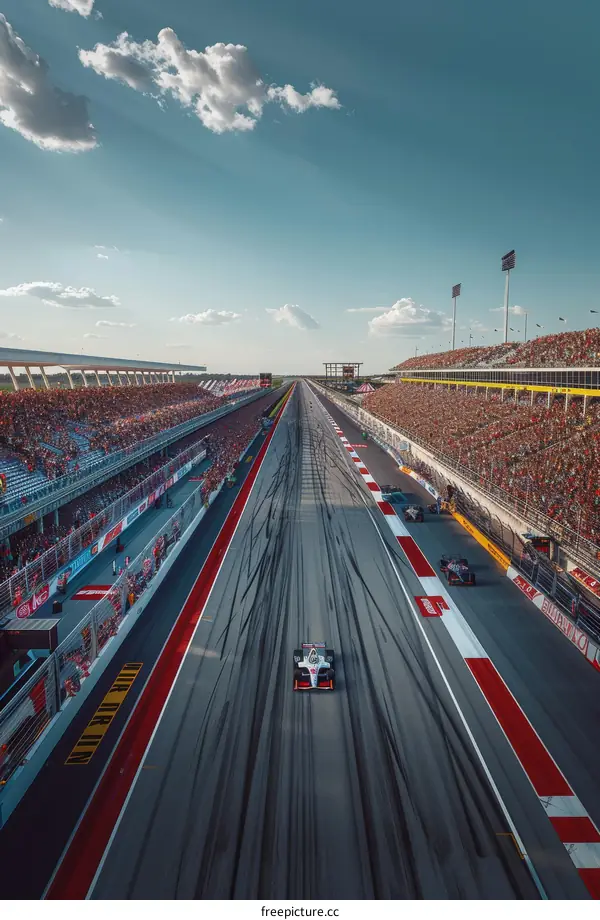 Formula One cars racing on a track