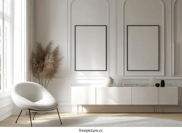 Elegant Modern Interior Design Mockup with Empty Frames
