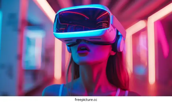 A woman wearing a virtual reality headset