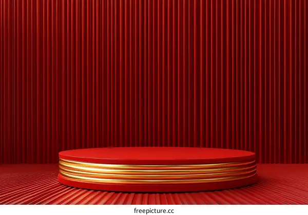 Red and Gold Geometric Display Podium
