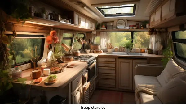 Cozy Kitchen In A Camper Van