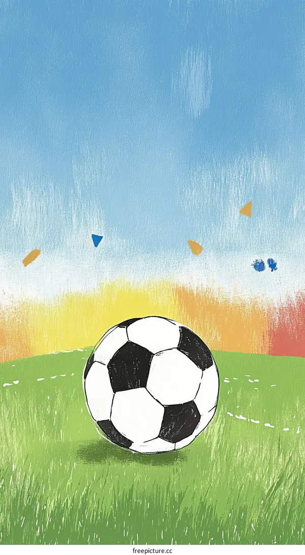 A Colorful Illustration of a Soccer Ball on a Field