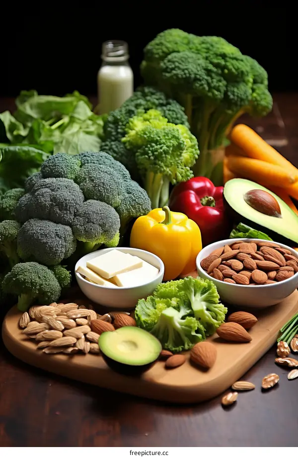 Various fresh produce and nuts in a pile