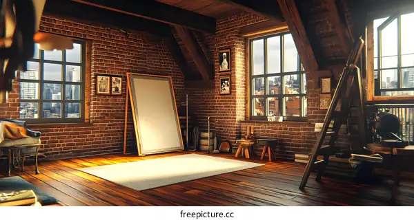Loft Apartment with Brick Walls and Large Windows