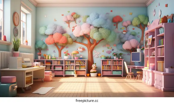 Classroom with educational materials