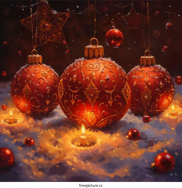 Exquisite Christmas ornaments with a candle and stars