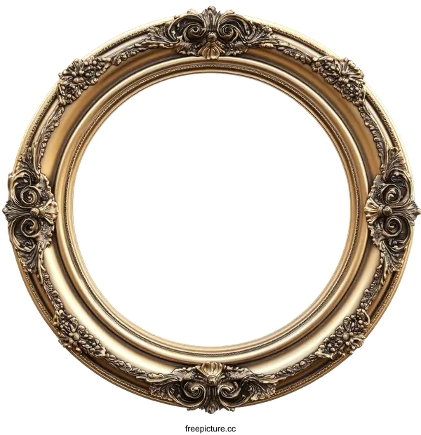 [Transparent Background PNG]Ornate Gold Oval Picture Frame