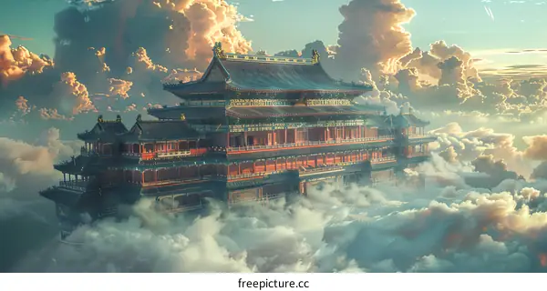 Ancient Chinese Palace in the Clouds