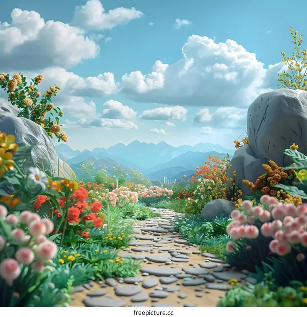 A Stone Path Through a Mountain Meadow