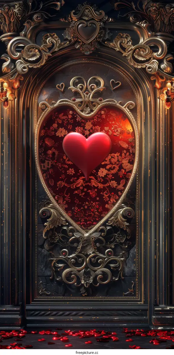 Ornate Heart-Shaped Decorative Niche