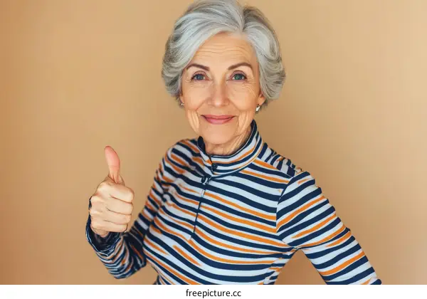 Smiling Senior Woman Giving Thumbs Up Portrait