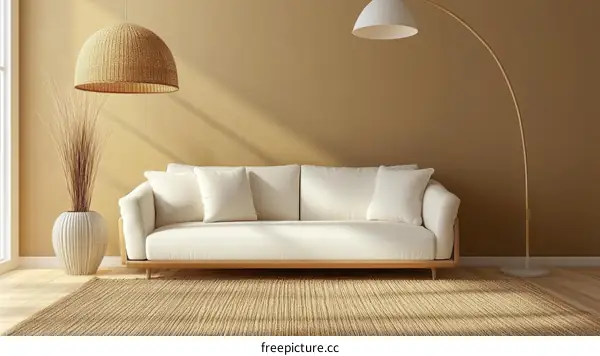 Modern Beige Living Room Interior Design