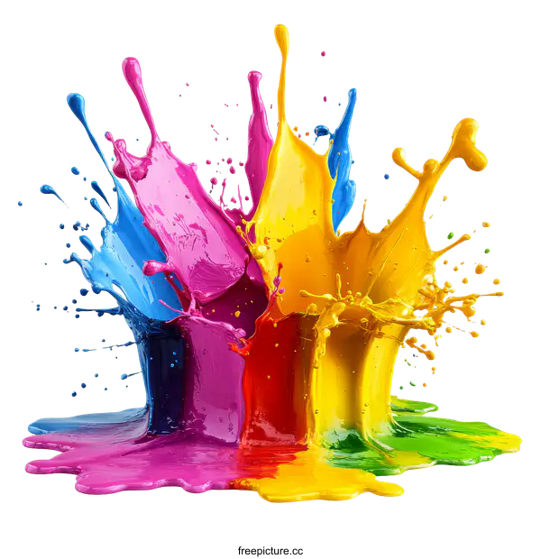 [Transparent Background PNG]Colorful Paint Splatter Abstract Image