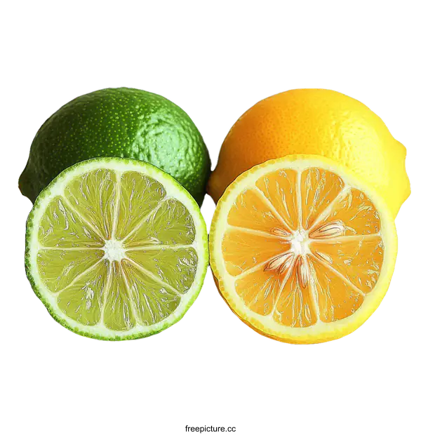 [Transparent Background PNG]Citrus Fruits Close-up Lime and Lemon
