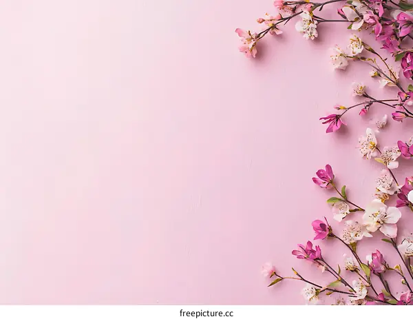 Pink Background With White and Pink Flowers